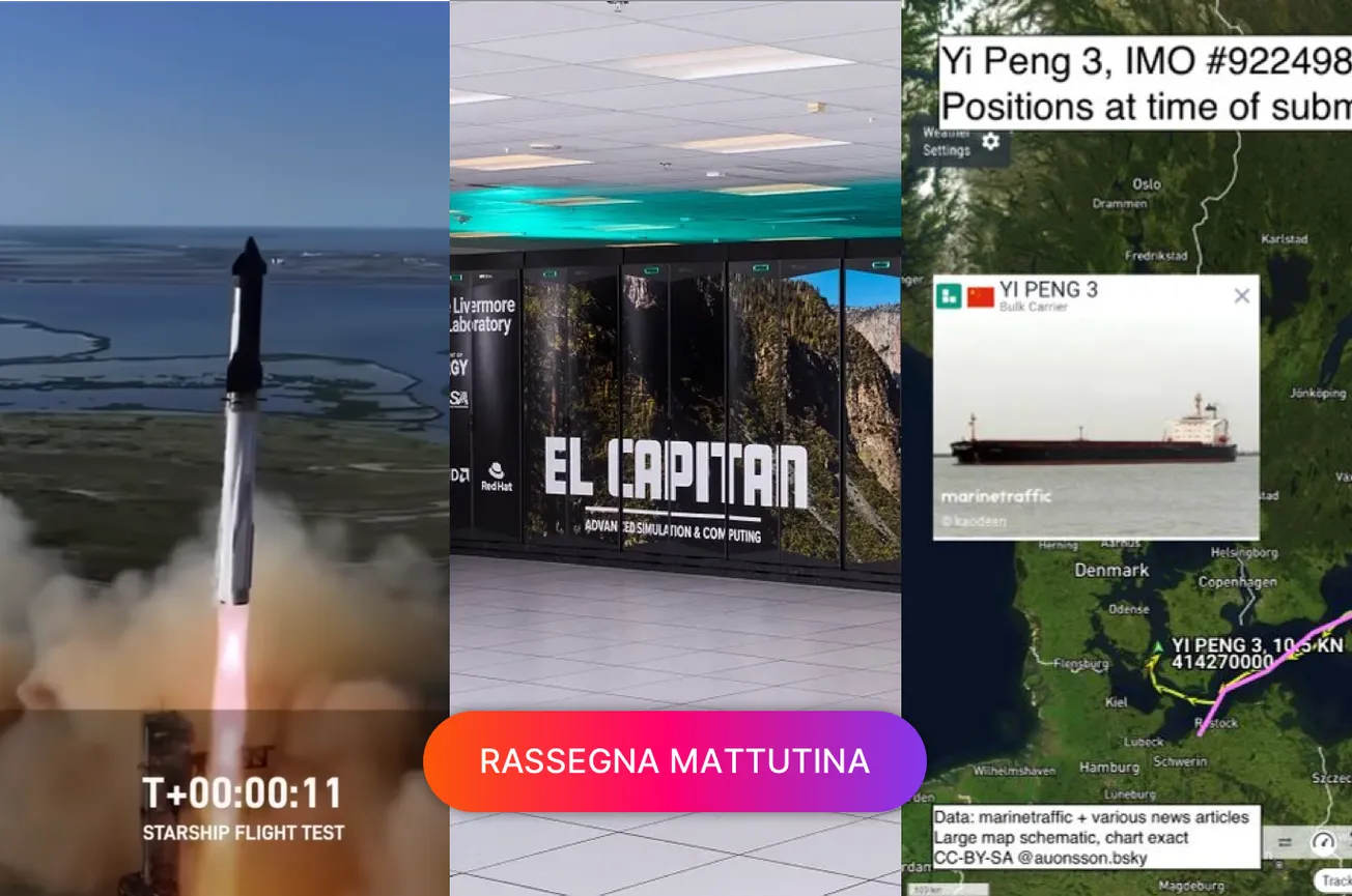 Starship volo 6, AMD supercomputer più veloce al mondo, Nave cinese taglia cavi sottomarini europei